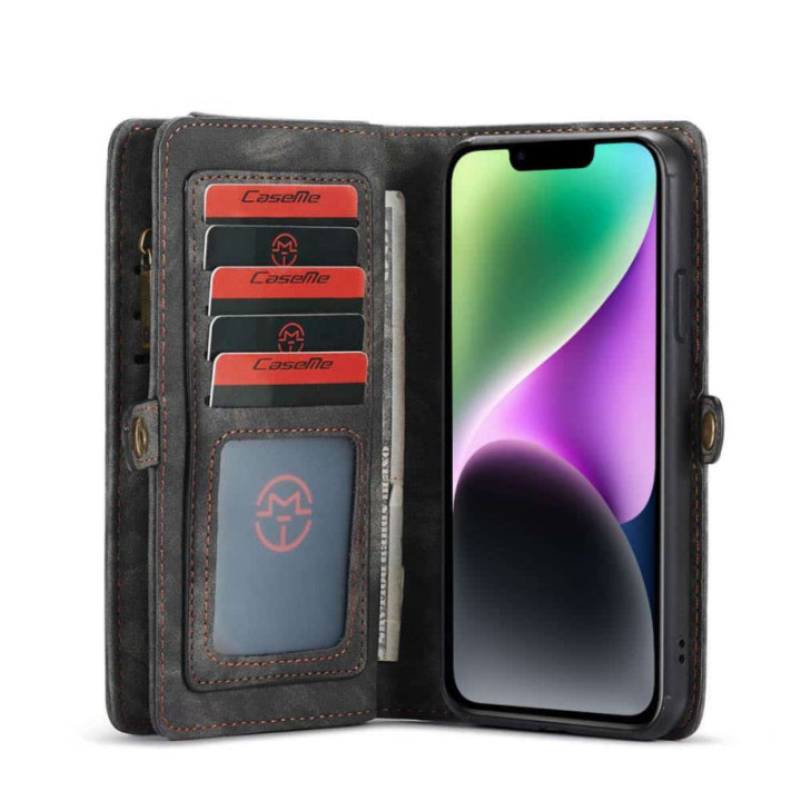 CaseMe Multi Tasche 11-Karten Apple iPhone 14 - Schwarz/Grau