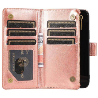 Kaksoiskäänto Zipper 9-kortti Apple iPhone 14 Max - Ruusu