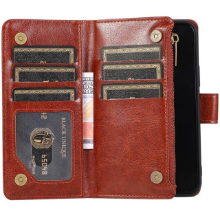 Zipper Handy Hülle 9-Karten Apple iPhone 14 Max - Braun