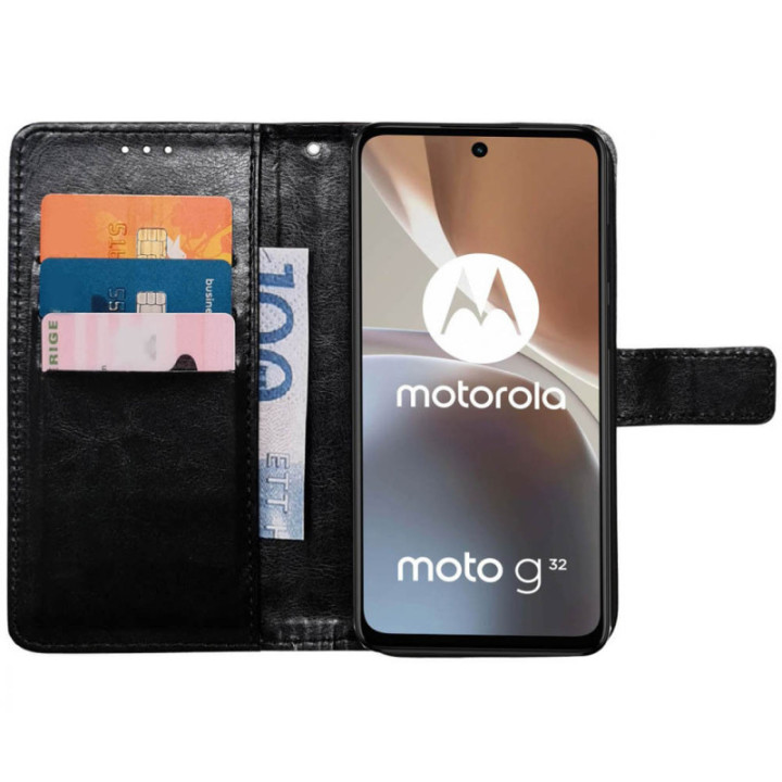 Mobile wallet 3-card Motorola Moto G32 - Black