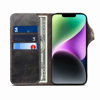Wallet 3-kort ægte læder Apple iPhone 14 Pro Max - Sort