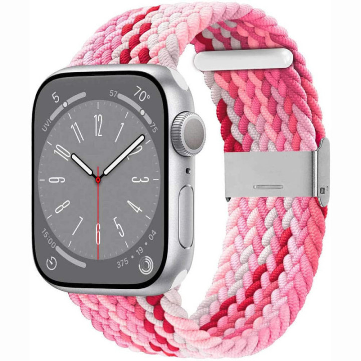 Flätat Elastiskt Armband Apple Watch 8 (45mm) - Gradientred