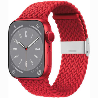 Flettet Elastik Armbånd Apple Watch 8 (45mm) - Mørkerød