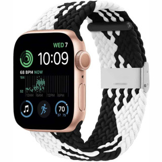 Geflochtenes Elastisches Armband Apple Watch SE 2022 44mm - schwarzweiß