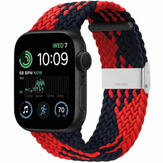 Flätat Elastiskt Armband Apple Watch SE 2022 44mm - Röd/Svart