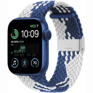 Flätat Elastiskt Armband Apple Watch SE 2022 44mm - Blåvit