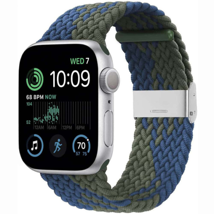 Geflochtenes Elastisches Armband Apple Watch SE 2022 44mm - blaugrün