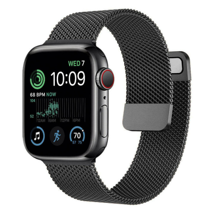 Milanese Armband Apple Watch 7 (45mm) - Schwarz