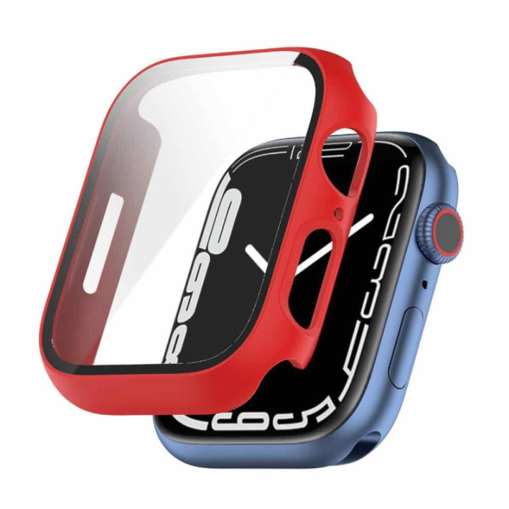Skal med glasskydd Apple Watch 7 (41mm) - Röd