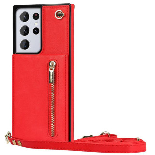 Zipper necklace case Samsung Galaxy S22 Ultra - Red