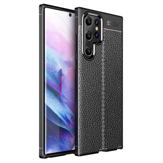 Leder Look Silikonhülle Samsung Galaxy S23 Ultra - Schwarz