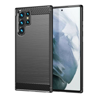 Børstet silikondeksel Samsung Galaxy S23 Ultra - Sort