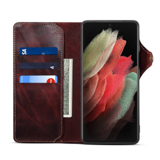 Lompakkokotelo 3-kortti aitoa nahkaa Samsung Galaxy S23 Ultra - Häränverinen