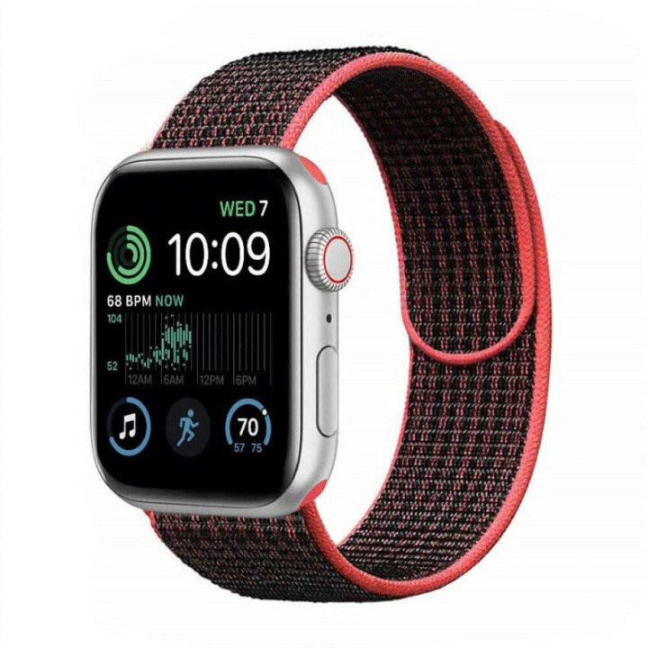 Nylon Armband Apple Watch 8 (41mm) - Svart/Röd