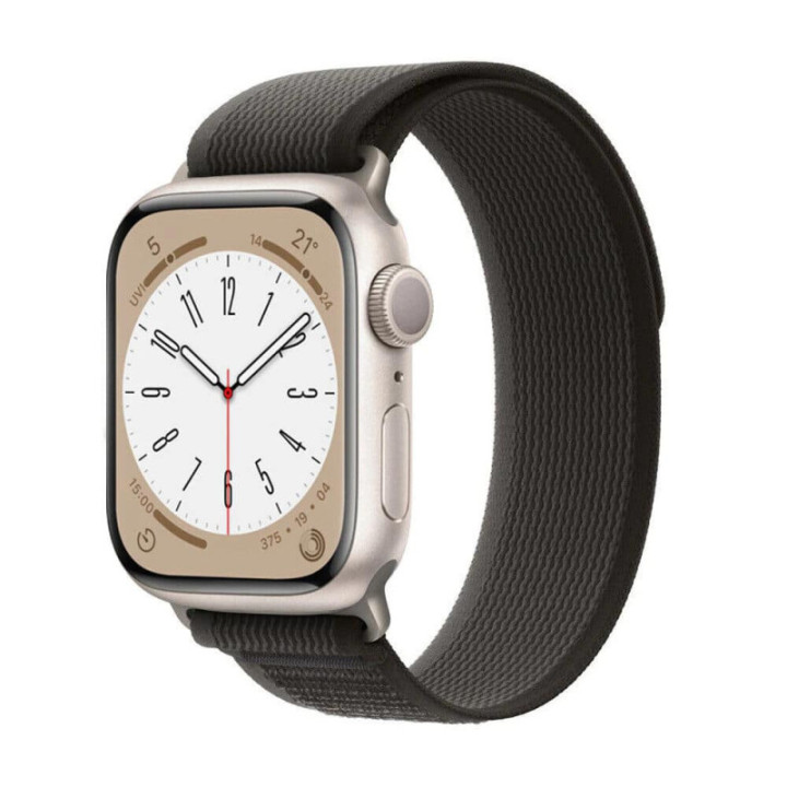 Tactic Elastinen nailon ranneke Apple Watch 8 (45mm) - Blackroom Grey