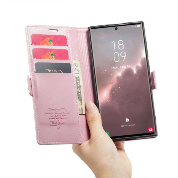 Mobile Wallet 2-Card leather Samsung Galaxy S23 Ultra - Lightpink