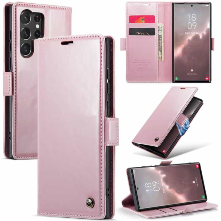 Mobile Wallet 2-Card leather Samsung Galaxy S23 Ultra - Lightpink