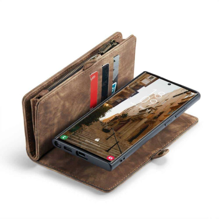 Multi Wallet CaseMe 11-kort Samsung Galaxy S23 Ultra - Brun