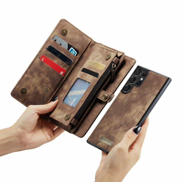 CaseMe Wallet Case 11-card Samsung Galaxy S23 Ultra - Brown