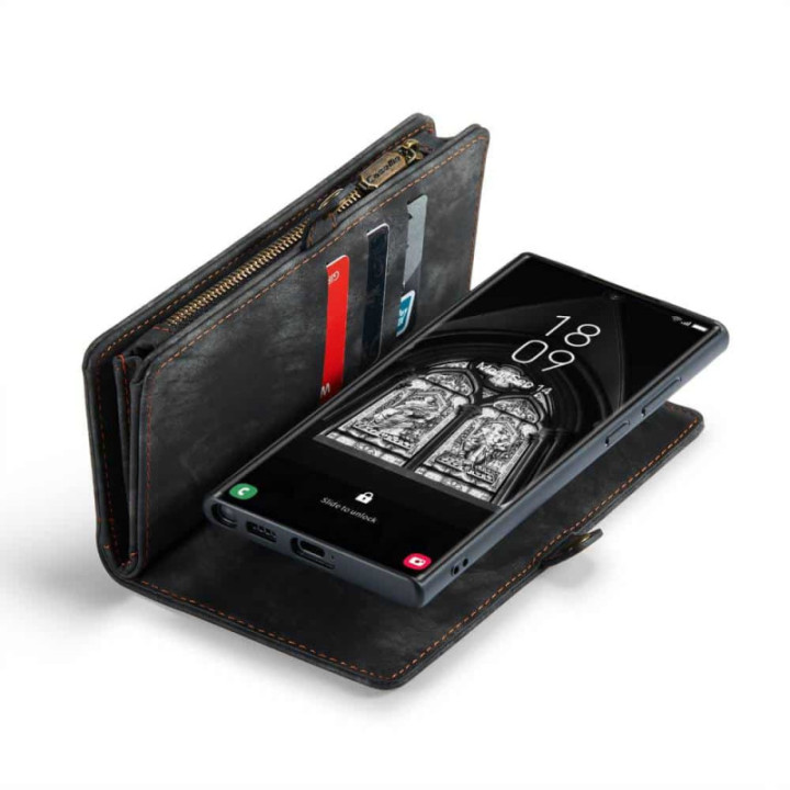 Multiplånbok CaseMe 11-kort Samsung Galaxy S23 Ultra - Svart/Grå