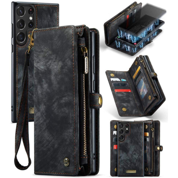 Multi Wallet CaseMe 11-kort Samsung Galaxy S23 Ultra - Sort/Grå