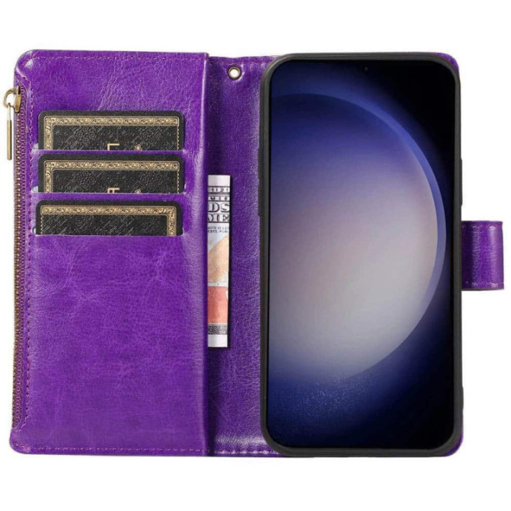 Zipper Handy Hülle 9-Karten Samsung Galaxy S23 Ultra - Violett
