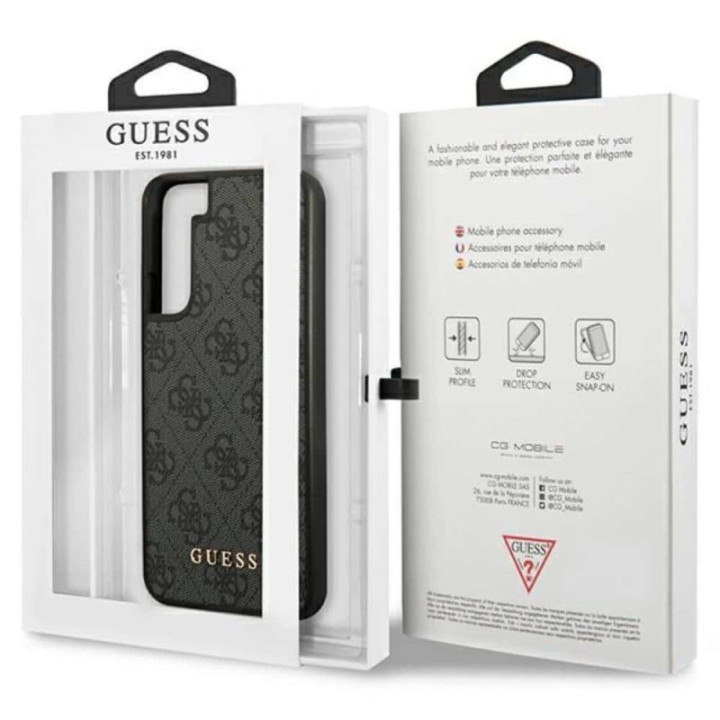 Guess Hardcase 4G metal gold logo Samsung Galaxy S23 - Harmaa
