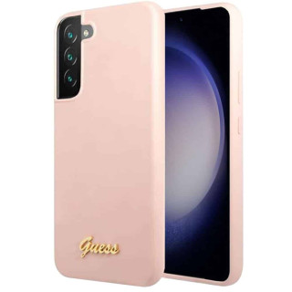 Guess silicone script metal logo Samsung Galaxy S23 - Pink