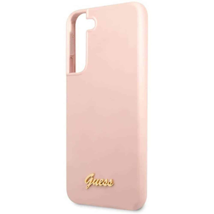 Guess silicone script metal logo Samsung Galaxy S23 - Rosa