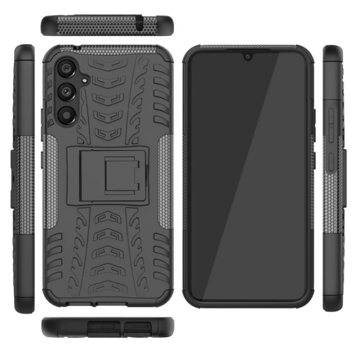Iskunkestävä kuori jalustalla Samsung Galaxy A34 5G - Musta