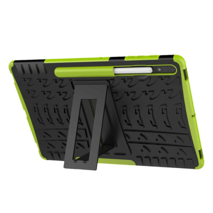Iskunkestävä kuori jalustalla Samsung Galaxy Tab S9 11.0 - Vihreä