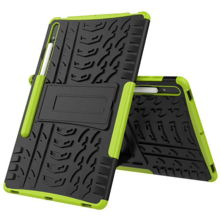 Iskunkestävä kuori jalustalla Samsung Galaxy Tab S9 11.0 - Vihreä