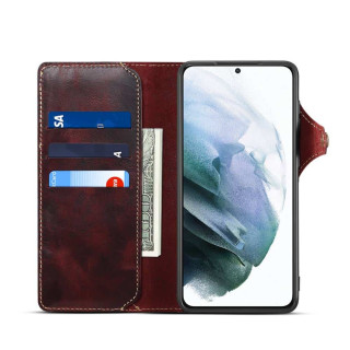 Wallet 3-kort ægte læder Samsung Galaxy S23 FE - Oxeblod