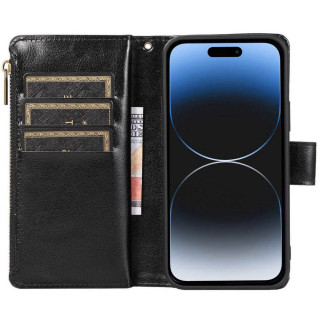 Kaksoiskäänto Zipper 9-kortti Apple iPhone 15 - Musta