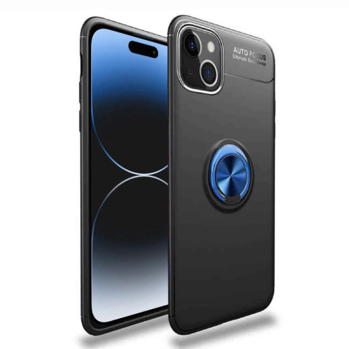 Slim Ring cover Apple iPhone 15 Pro - Sort/blå