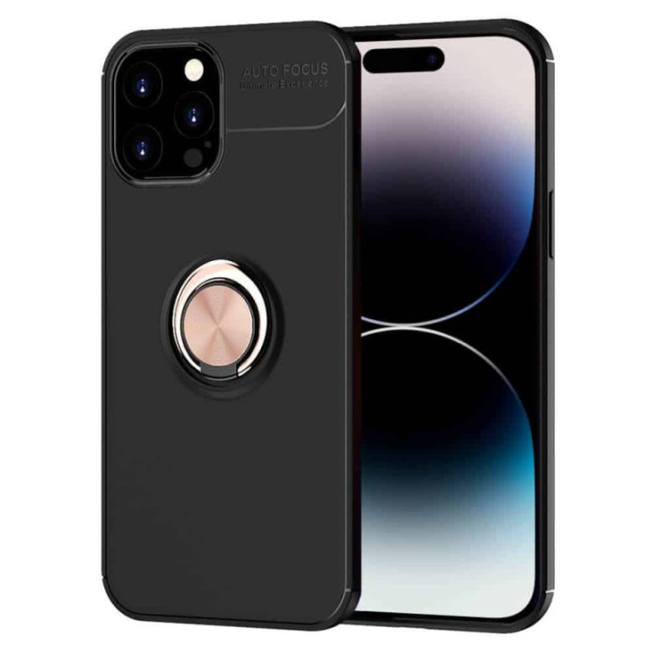 Slim Ring cover Apple iPhone 15 Pro Max - Sort/rose
