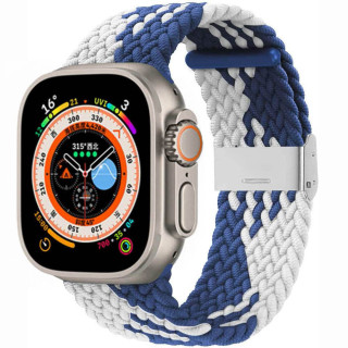 Geflochtenes Elastisches Armband Apple Watch 8 (45mm) - blauweiß