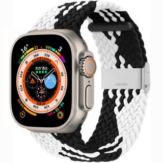 Flätat Elastiskt Armband Apple Watch 8 (45mm) - Svart/Vit