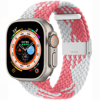 Braided Elastic Bracelet Apple Watch 8 (45mm) - pinkwhite