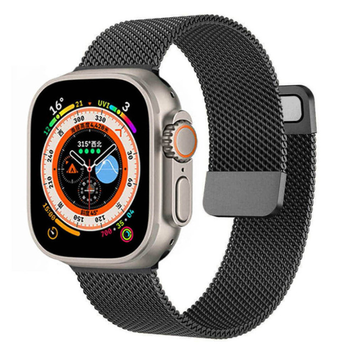 Milanese armbånd Apple Watch 7 (45mm) - Svart
