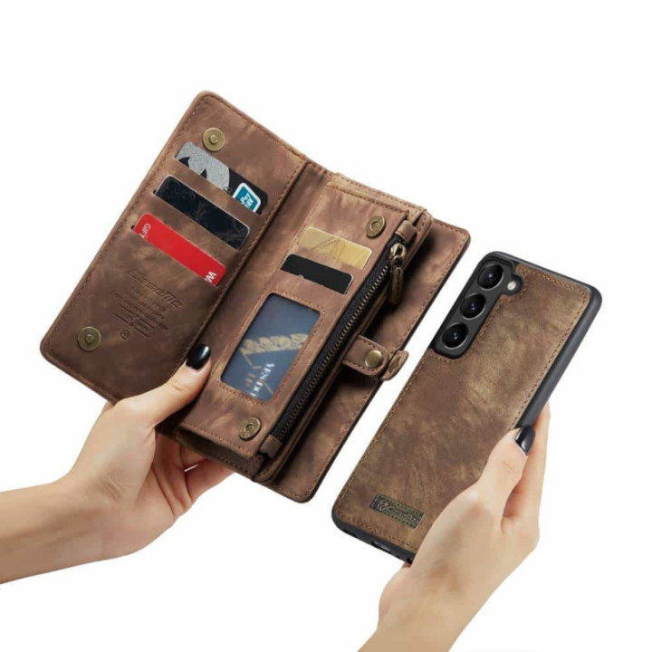Multi Wallet CaseMe 11-kort Samsung Galaxy S24 - Brun