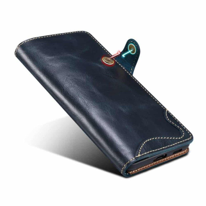 Handyhülle 3-Karten Echtleder Samsung Galaxy S24 Plus - Blau