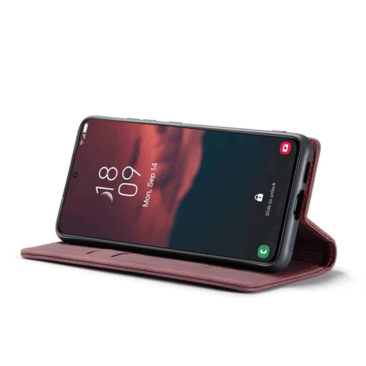 CaseMe Smart Magnet FlipCase Samsung Galaxy S24 Plus - Viininpunainen