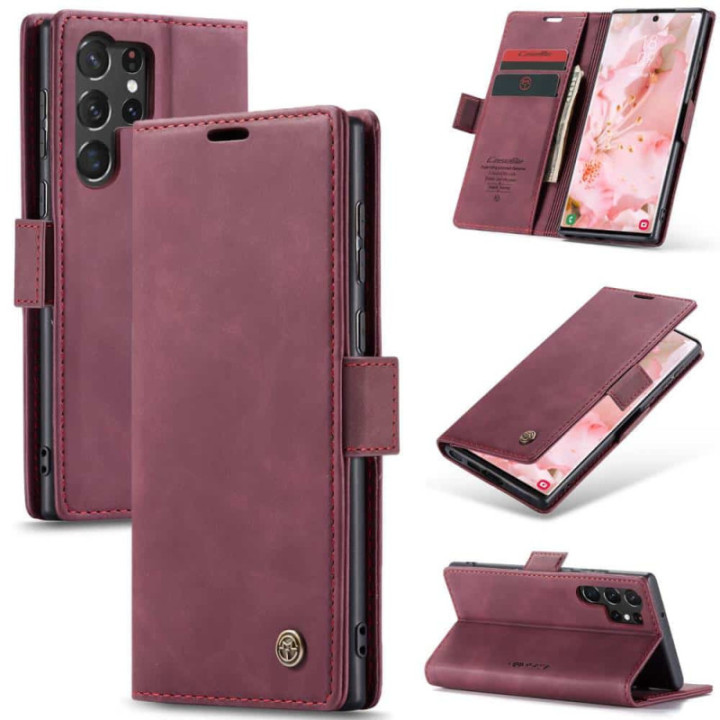 CaseMe Smart Magnet FlipCase Samsung Galaxy S24 Ultra - Weinrot