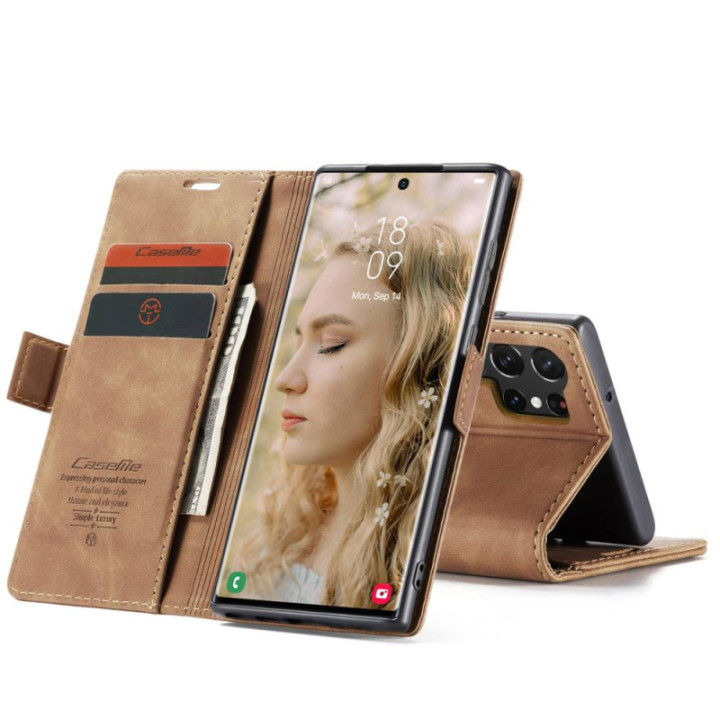 CaseMe Smart Magnet FlipCase Samsung Galaxy S24 Ultra - Brown