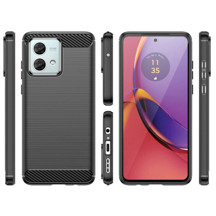Harjattu TPU kuori Motorola Moto G84 - Musta
