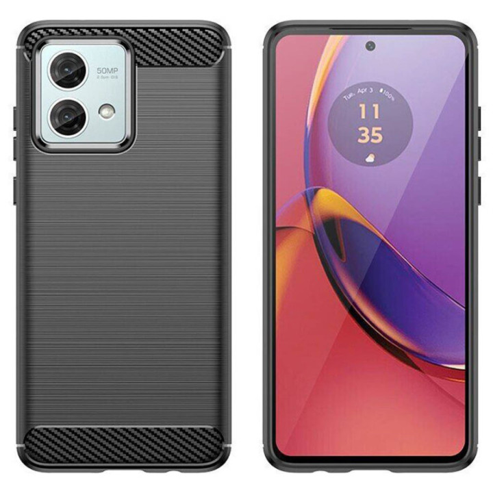 Harjattu TPU kuori Motorola Moto G84 - Musta