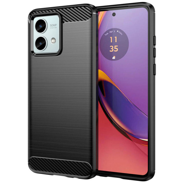 Harjattu TPU kuori Motorola Moto G84 - Musta