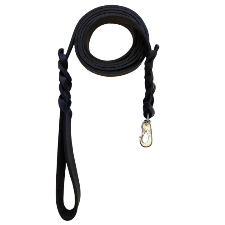 Ruotsalainen nahkainen koiran talutushihna 20mm x 210cm - Musta