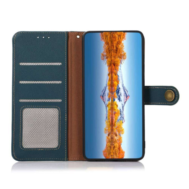 Mobilplånbok 3-kort läder RFID Sony Xperia 1 VI - Grön